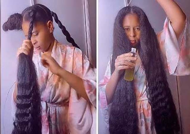 24-jährige schwarze Frau aus Paris sorgt immer wieder für Aufsehen wegen ihrer extrem langen Haare