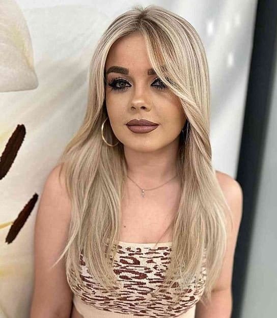 Hellblonde Balayage für mittleres bis langes Haar