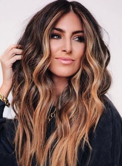 Zwei Blonde Strähnen Vorne Braune Haare