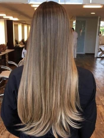 Glatt Braune Haare Mit Blonden Strähnen